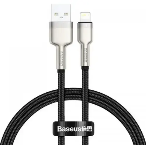 Cablu de date Baseus Cafule Metal, Fast Charging, CALJK-01, USB - Lightning, 0.25m (Negru)