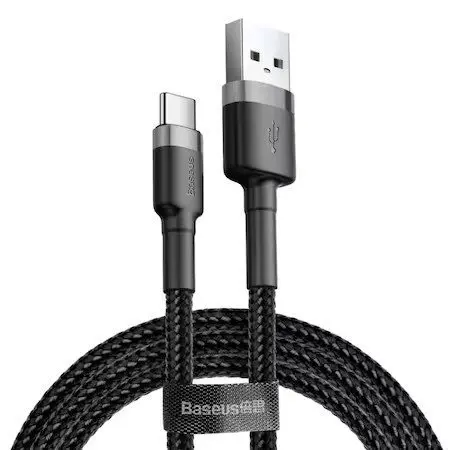 Cablu de date Baseus Cafule Tough Quality USB To Type-C QC3.0 2A 3m - CATKLF-UG1 - Negru-Gri