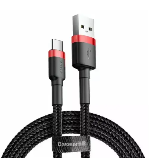 Cablu de date Baseus Cafule, USB la USB-C, Quick Charge , 2A, 3m (Negru)
