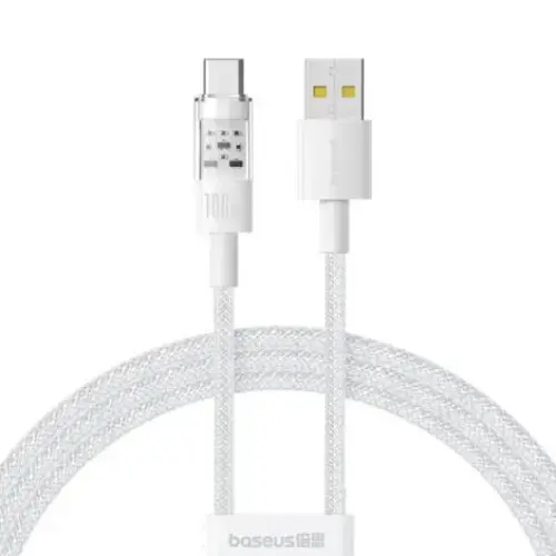 Cablu de date Baseus Gem, Fast Charging Data Cable pentru smartphone, USB la USB Type-C 100W, 1m, Alb