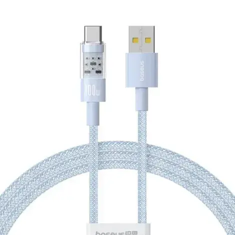 Cablu de date Baseus Gem, Fast Charging, USB la USB Type-C 100W, 2m, Albastru