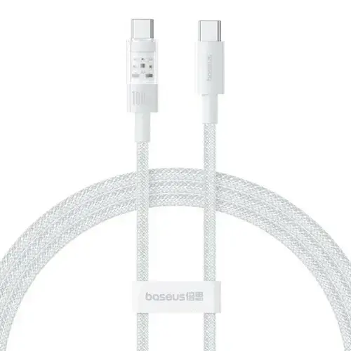 Cablu de date Baseus Gem, Fast Charging, USB Type-C la USB Type-C 100W, 2m, Alb