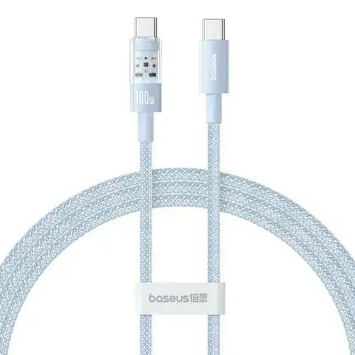 Cablu de date Baseus Gem, Fast Charging, USB Type-C la USB Type-C 100W, 2m, Albastru