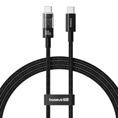 Cablu de date Baseus Gem, Fast Charging, USB Type-C la USB Type-C 100W, 2m, Negru