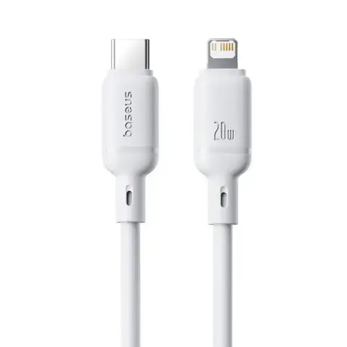 Cablu de date Baseus Silky Series P10377700213-01, USB Type-C la Lightning, 20 W, 2m (Alb)