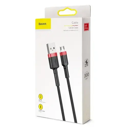 Cablu de date, Baseus, Tip USB/Micro USB, 3m, Negru/Rosu