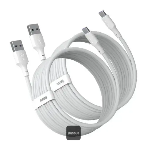 Cablu de date Baseus TZCATZJ-02, USB - USB Type-C, 1.5 m, 40W, 5A, set 2 bucati, Alb