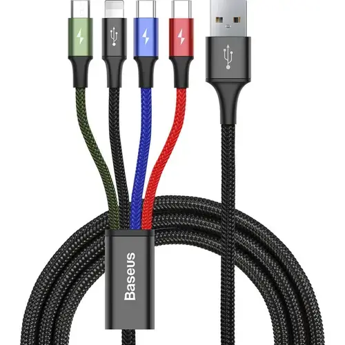 Cablu de date Baseus, USB - Lightning/MicroUSB/2 x USB la USB Type-C, 1.2 m, Negru