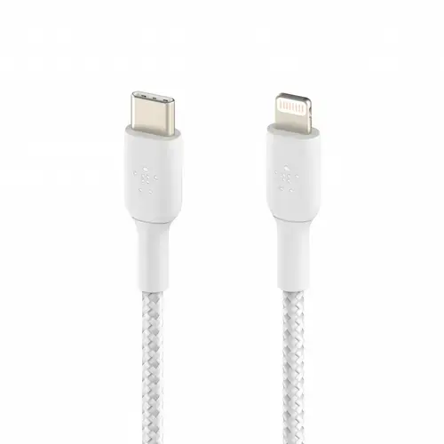 Cablu de date Belkin BOOST CHARGE, USB-C - Lightning, 1M (Alb)
