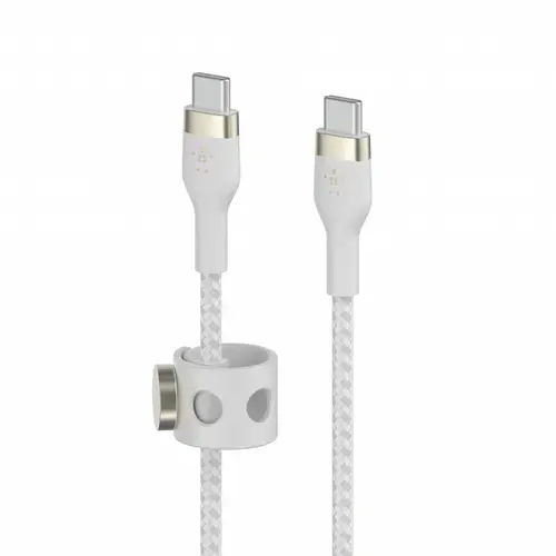 Cablu de date Belkin CAB011bt3MWH, BOOST CHARGE PRO, Flex, USB-C - USB-C, 2.0, 3 m (Alb)