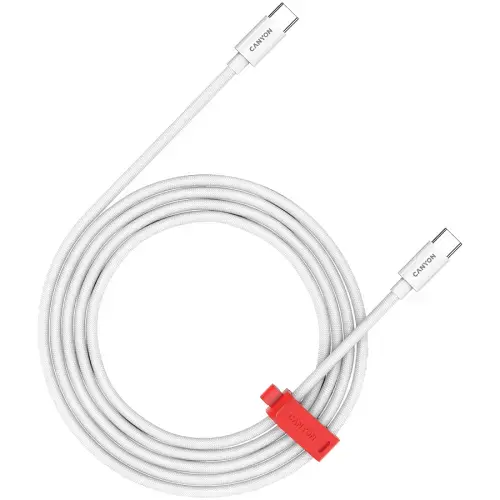 Cablu de date CANYON CND-CC60AB12W, USB-C - USB-C, 60W, 1.2m, Alb