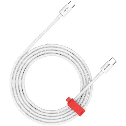 Cablu de date CANYON CND-CC60AB20W, USB-C - USB-C, 60W, 2m, Alb