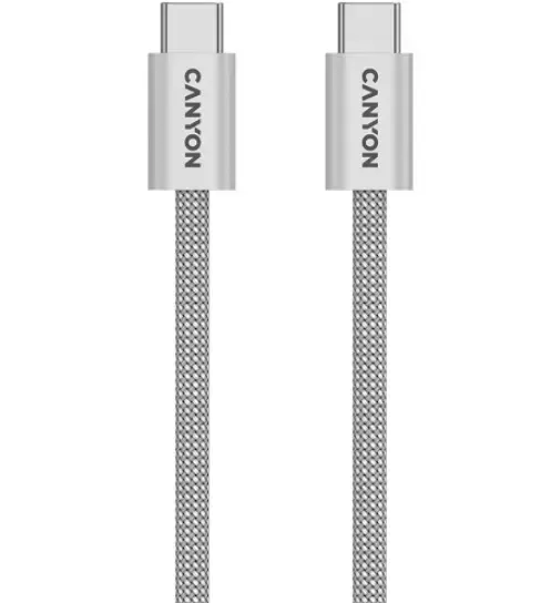 Cablu de date Canyon OnWire 60MG, USB-C - USB-C, 1 m (Gri)