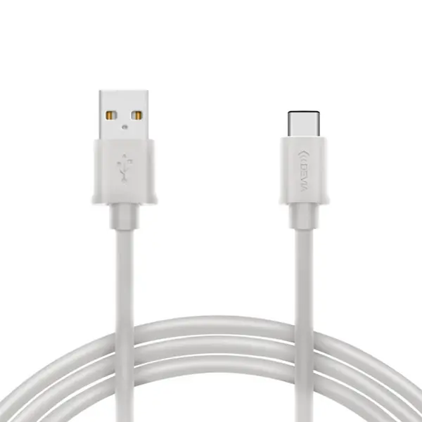 Cablu de date Devia USB - USB Type C, 1m, Alb