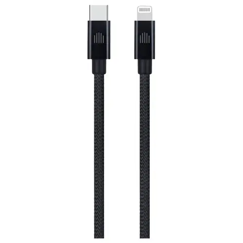Cablu de date Dviced DV120005, USB-C la Lightning Nylon Textil, 1,25m (Negru)