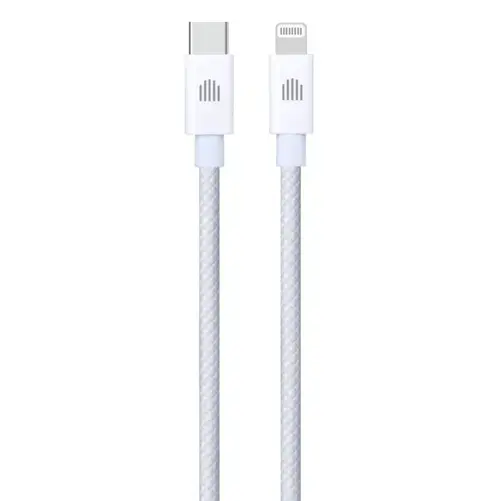 Cablu de date Dviced DV120006, USB-C la Lightning, Nylon Textil, 1,25m (Alb)