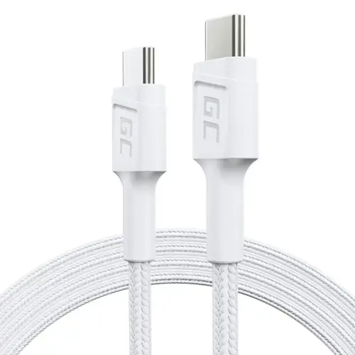 Cablu de date Green Cell PowerStream, USB-C - USB-C, 120cm, Power Delivery 60W, Alb