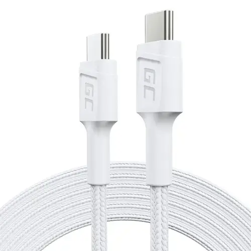 Cablu de date Green Cell PowerStream, USB-C - USB-C, Power Delivery 60W, 200cm, Alb