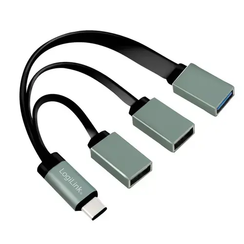Cablu de date LOGILINK UA0315, USB 3.0 Type-C - USB 3.0 / USB 2.0 x 2, 10cm (Negru)