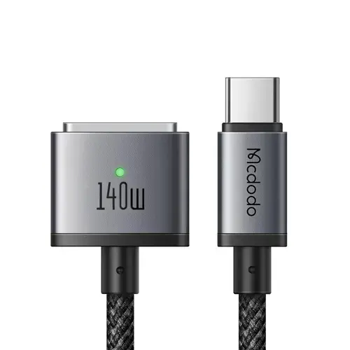 Cablu de date Mcdodo CA-1470, pentru MacBook Pro 16 inch (2021/2023), MacBook Air (2022), MacBook Pro 14 inch (2021/2023) Type-C la MagSafe 3, Fast Charger 140W, Indicator LED, 2m, Negru