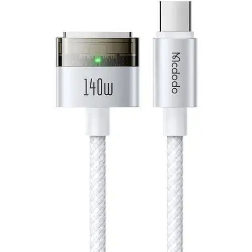 Cablu de date Mcdodo CA-2071, Type-C la MagSafe 3 pentru MacBook, Fast Charger 140W, Indicator LED, 2m, Alb