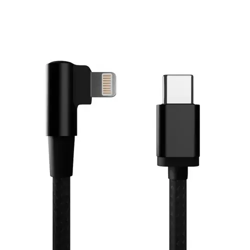 Cablu de date si alimentare Gembird CC-USB2-CMLML-0.2M, USB 2.0 (T) la Lightning (T) 90 grade, 0.2m (Negru)
