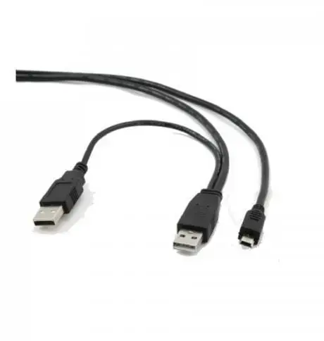 Cablu de date si alimentare Gembird CCP-USB22-AM5P-3, USB 2.0 (T) la Mini-USB 2.0 (T), 0.9m, conectori auriti, extra power socket USB 2.0 (T) (Negru)