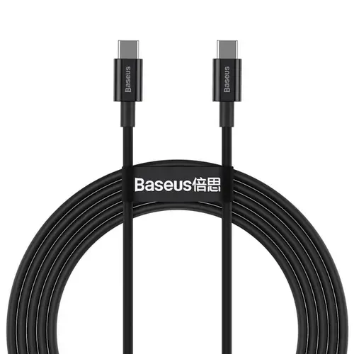 Cablu de Date si Incarcare Baseus Superior Series CATYS-C01, USB Type-C la USB Type-C, 2m, 100W, Negru