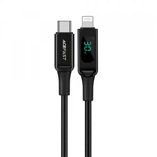 Cablu De Date si Incarcare USB-C - Lightning Acefast C6-01 Display, 20W, 1.2m (Negru)