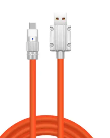 Cablu de date USB cu USB C 120W 6A 1m Portocaliu capete Metalice TYPE C