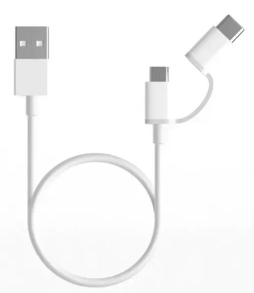Cablu de date Xiaomi Mi 2 in 1 SJV4083TY, Micro USB si Type-C (Alb)