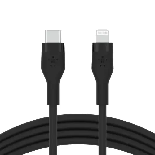 Cablu de incarcare Belkin, Boost Charge Flex, Silicon, USB-C la Lightning, 3M, Negru
