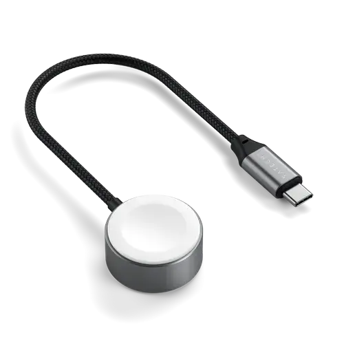 Cablu de incarcare magnetic Satechi ST-QCAWM pentru Apple Watch Seria 1-10, Watch Ultra si Ultra 2, Fast-Charge (Gri)