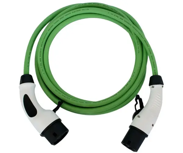Cablu de incarcare pentru masini electrice, Type 2, trifazat, 22kW, 32A, 5 m, verde, Ampevo, T22-3/32V