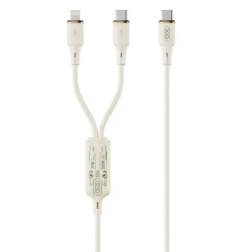Cablu de incarcare XO Design NB-Q262, USB-C - Lightning / USB-C, 100W, 1.2m (Bej)