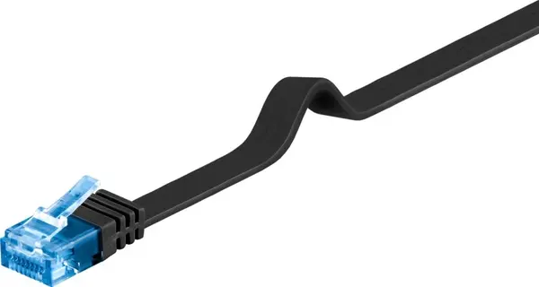 Cablu de retea RJ45 CAT 6A flat UTP 20m Negru, Goobay 96389