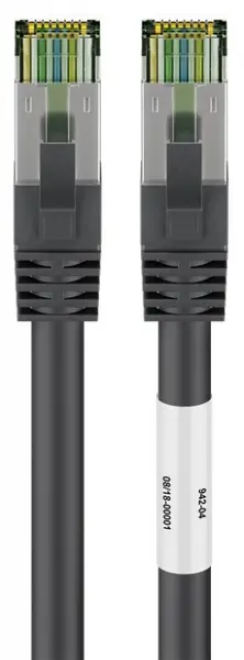 Cablu de retea RJ45 S/FTP CAT 8.1 cu mufe CAT 6A 10m Negru, Goobay G66726