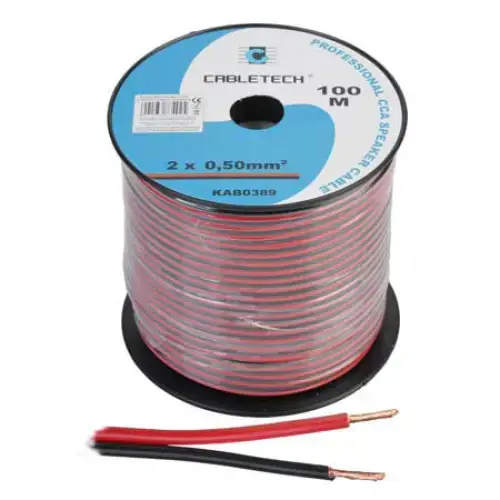 Cablu difuzor CCA 2x0.50mm rosu/negru 100m