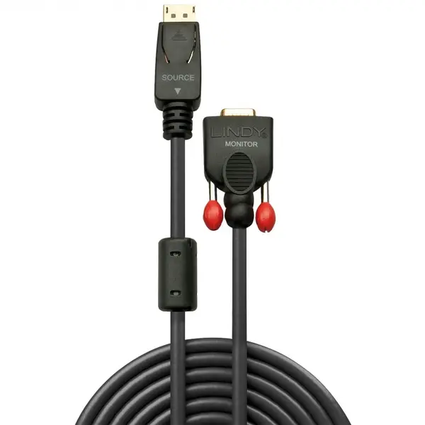 Cablu Displayport la VGA T-T Negru 1m, Lindy L41941