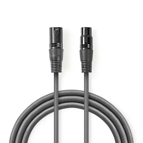 Cablu DMX prelungitor XLR 3 pini T-M 5m, Nedis COTH15012GY50