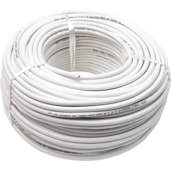 Cablu Electric Simplu Alb, 2 x 1.5 x 100 m, Clasa de Protectie A++