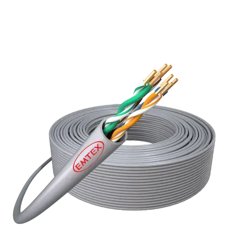 Cablu Emtex U/UTP, Cat.5e, Cupru, 24AWG/1, manta PVC, Eca, Fluke Pass, cutie 305m, Gri