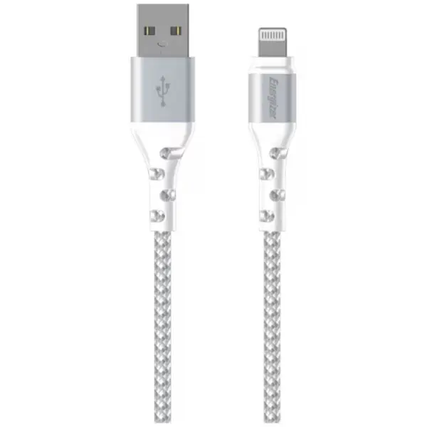 Cablu Energizer Lightning impletit metalic 2m Alb