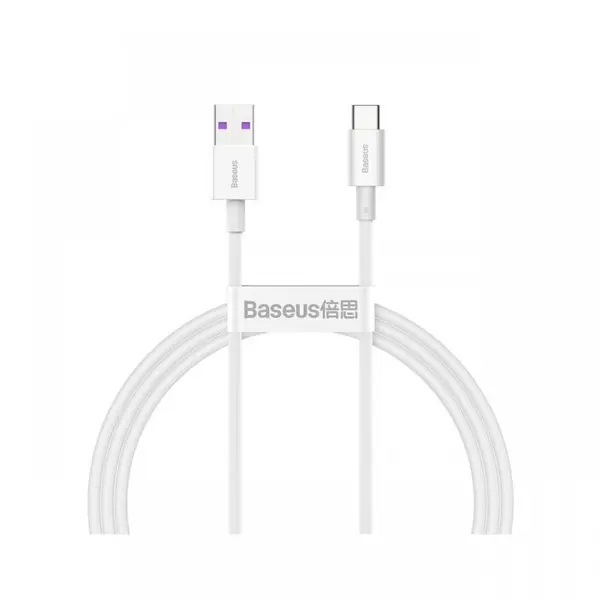 Cablu Fast Charging USB-A la Type-C Baseus Superior Series 66W White 1m