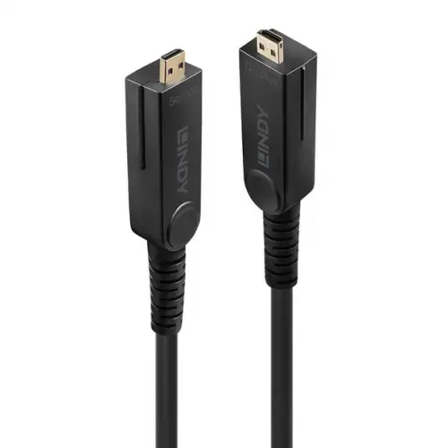 Cablu fibra optica Lindy micro-HDMI hibrid 4K60 20m, cu conectori HDMI & DVI detasabili, pini & conectori placati aur, HDMI 2.0, latimea de banda 18G, rezolutie maxima 4096x2160@60Hz
