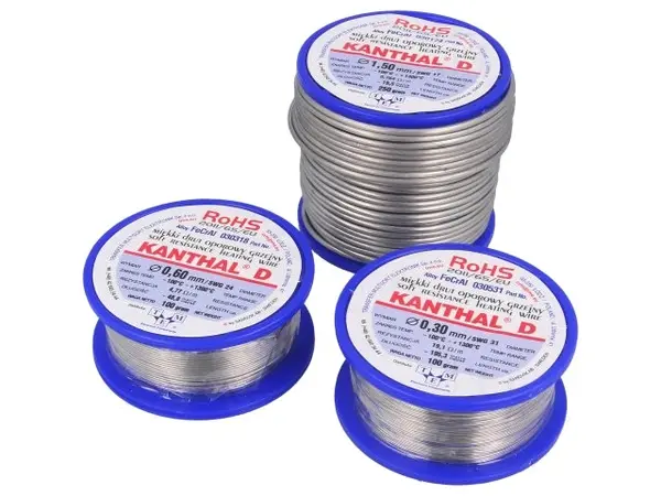 Cablu: fir de rezistenţă -100÷1300°C Ambalaj:0,1kg Øext:0,5mm KANTHAL-D-0.50/100