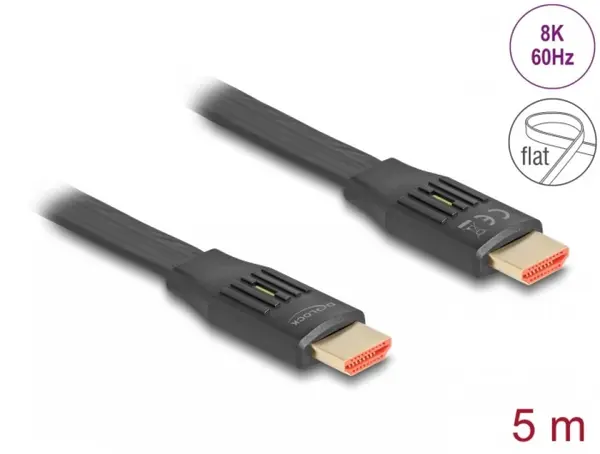Cablu flat HDMI 8K60Hz/4K240Hz 5m, Delock 81004