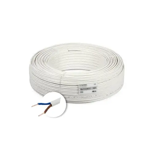 Cablu flexibil de alimentare 2×1,5 mm², 300/500V, manta PVC albă, colac 100m, ROM CABLU MYYUP