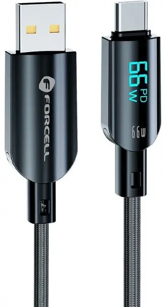 Cablu Forcell - F-Energy C272, USB-A/Type-C, 1.2 m, 66W, negru