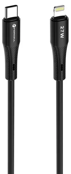 Cablu Forcell – F-Energy C346, USB-C/Lightning, 27W, 1 m, negru